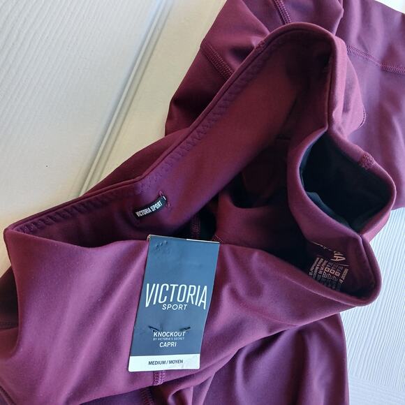 Victoria Sport Knockout Pocket Capri Leggings M plum purple VSD activewear - Picture 4 of 12